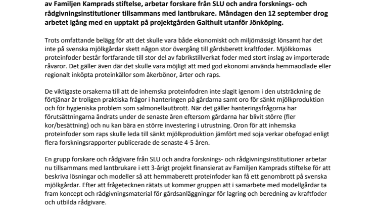 Nytt projekt för genombrott med hemlagat kraftfoder 