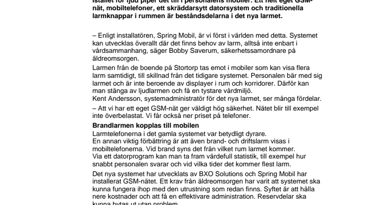 Huddinge först ut med datoriserat larm för äldre