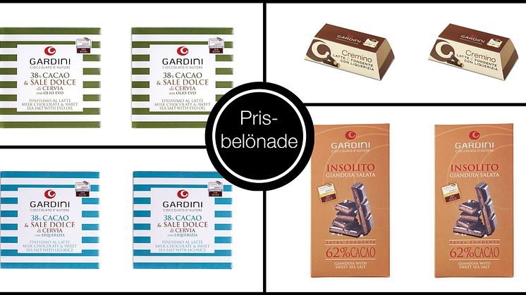 Gardini vinner 8 priser för sin choklad på International Chocolate Awards