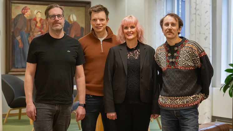 Daniel Olsson, David Levrén, Linnea Falinger, Johan Joliden och Roza Güclü Hedin (saknas på bilden) ska utse Årets Virvelvind 2024. 