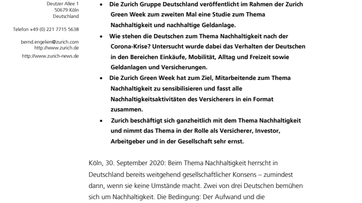 Nachhaltigkeit ja. Aber nur, wenn sie keine Umstände macht