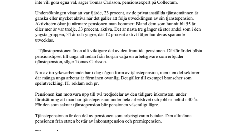 Var fjärde privatanställd tjänsteman följer aktivt sin pension