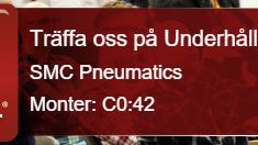 ​SMC Pneumatics ställer ut på Underhållsmässan 2016