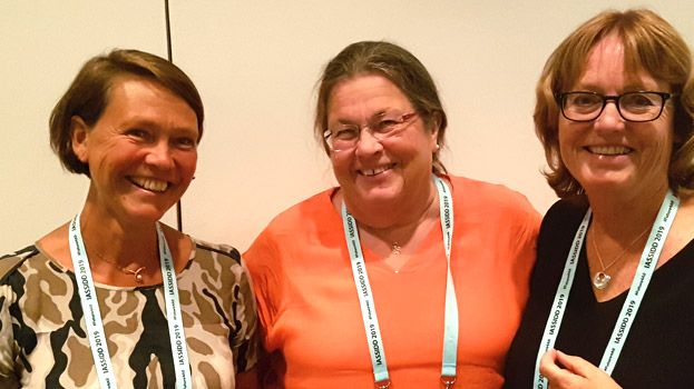 Här är vi som åkte på konferensen; Mona Pihl, Ann-Kristin Ölund och Birgitta Olofsson. Alla möjliggörare/praktiker i arbetsgruppen kring flerfunktionsnedsättning i Nka
