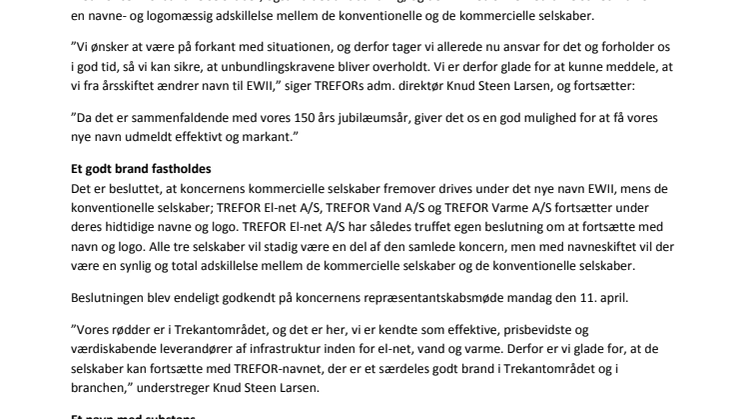 TREFOR koncernen skifter navn til EWII