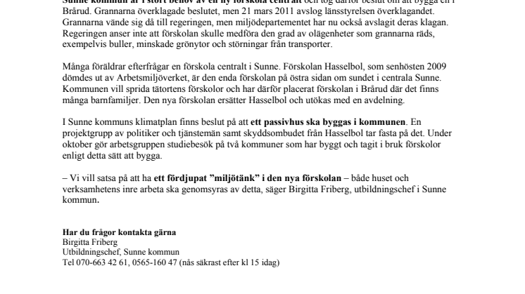 Ny förskola i Sunne planeras som passivhus