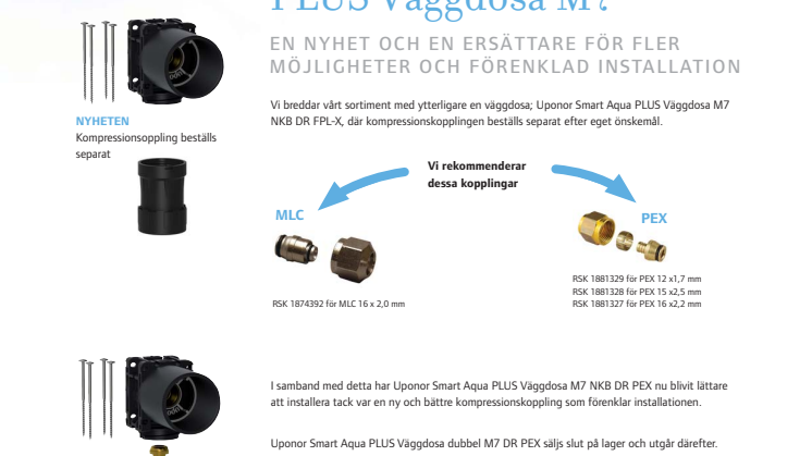 Uppdatering - Uponor Smart Aqua PLUS Väggdosa M7