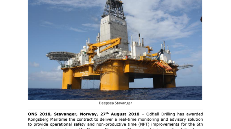 Kongsberg Maritime: Operational advisory solution for Odfjell’s ‘Deepsea Stavanger’ Harsh Environment Semi-Submersible
