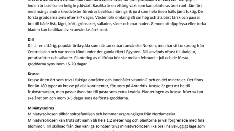 Pressmaterial fröer
