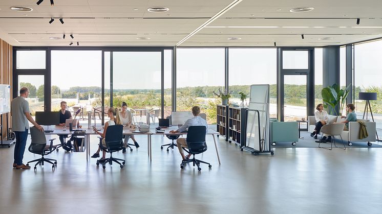 Flexibel nutzbare Arbeitsbereiche bieten Raum für die kreative Zusammenarbeit. Bild: Sedus