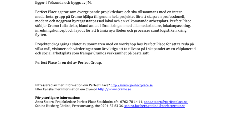 Perfect Place projektleder när Cramo tar steget mot LEED Platinum