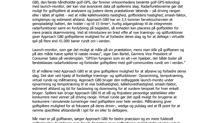 Garmin samler radarfunktioner og golf GPS-teknologi for første gang med Approach G80 