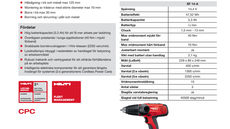 Batteridriven borrskruvdragare SF 14-A 