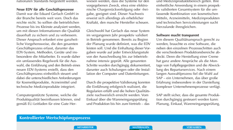 Zum Wohle des Kunden: Validierte SAP-Software zur Steuerung des gesamten Unternehmens