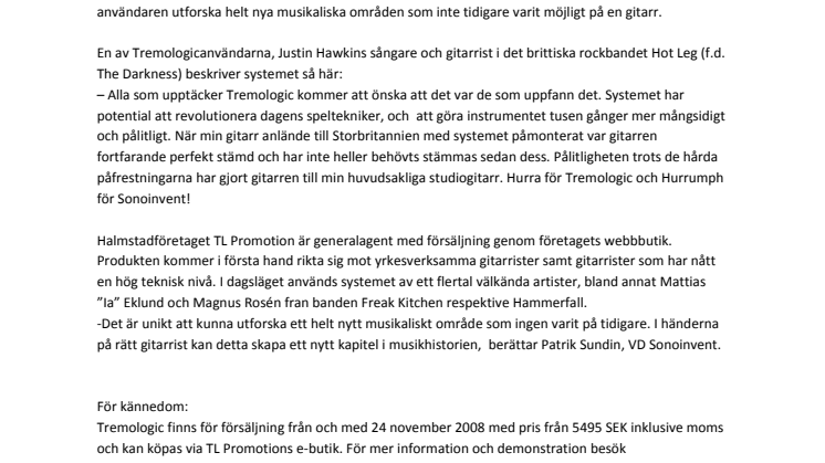 TremoLogic skapar nya möjligheter för duktiga gitarrister