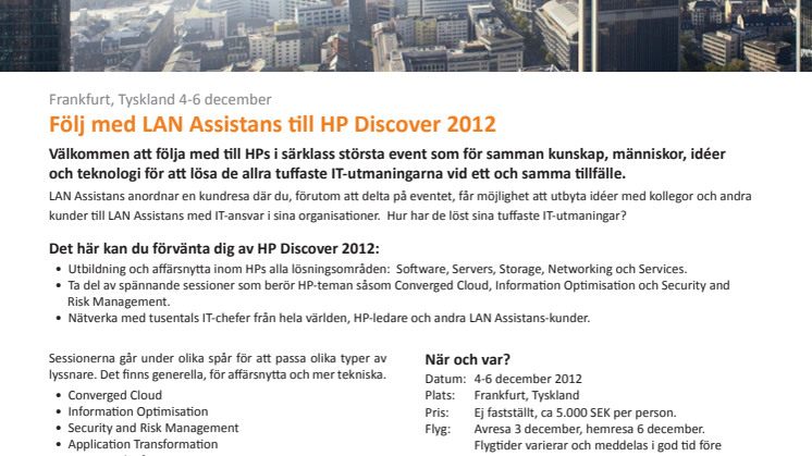LAN Assistans anordnar kundresa till HP Discover 2012
