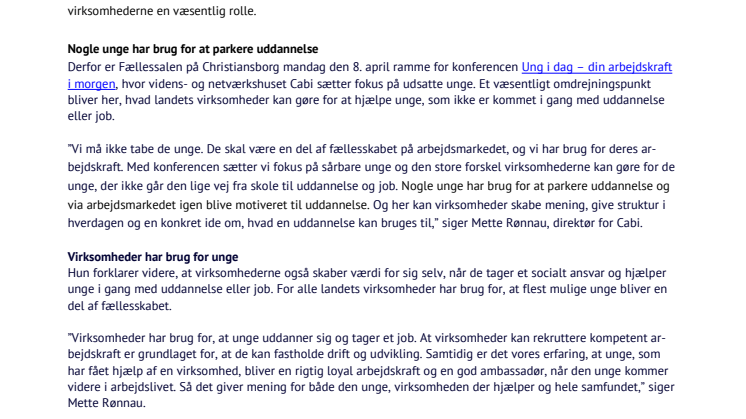 Virksomheder skal hjælpe unge der ikke får uddannelse eller job