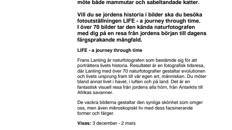 Det händer på Naturhistoriska riksmuseet i december