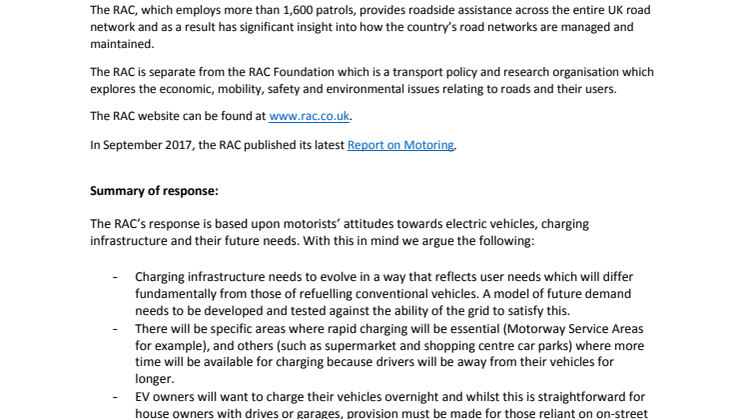 RAC responds to the BEIS Select Committee inquiry into electric vehicles