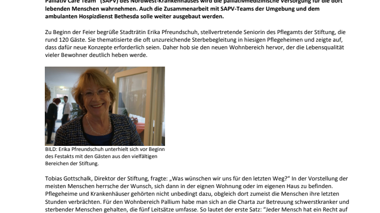 Palliativ Care und Hospizkultur gehört in jedes Pflegeheim