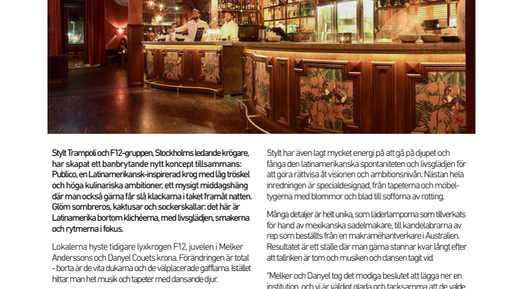 Från fine dining till fun dining: F12 blir Público