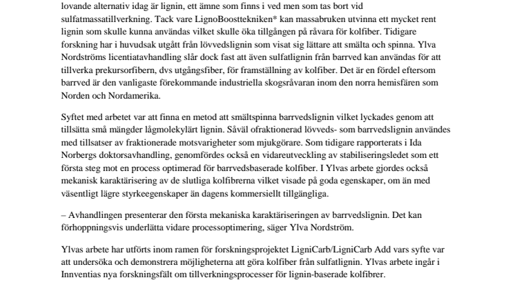 Ett steg närmare kolfiber från skogen