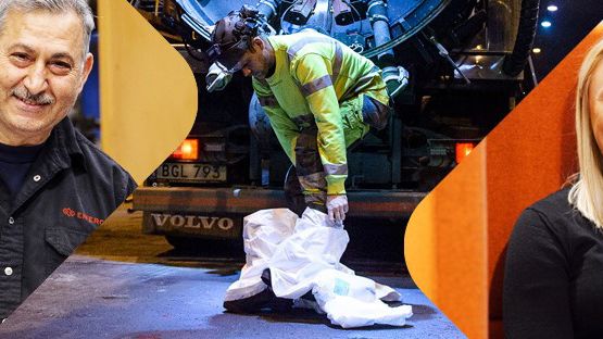 Ett kollage från Enercos verksamhet inom teknik- och underhållstjänster för industrin.