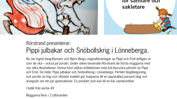 Rörstrand välkomnar julen med säsongsmuggar från Pippi och Emil