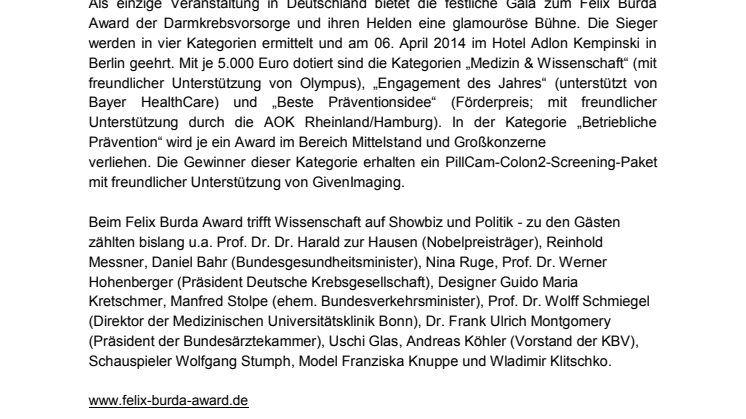 Felix Burda Award 2014: Bewerbungsfrist bis 03.Januar 2014 verlängert.