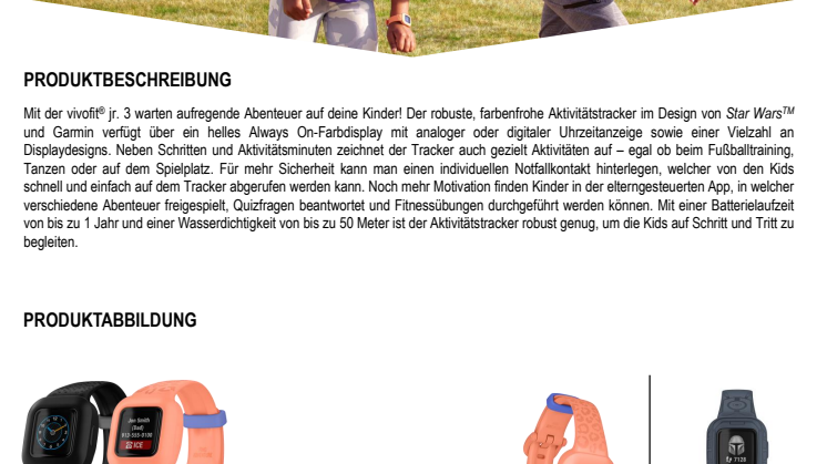 Datenblatt Garmin vivofit jr. 3