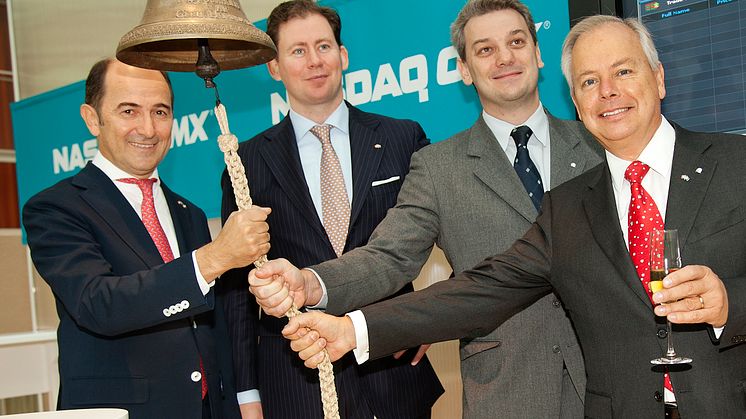 Cavotec's Ottonel Popesco, Michael Scheepers, Diego Fiorentini and Stefan Widegren at the NASDAQ OMX
