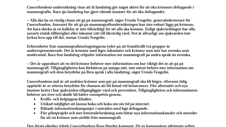 Kvinnor deltar olika i mammografiscreening