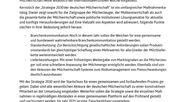 Strategie 2030 - Deutsche Milchwirtschaft gemeinsam auf dem Weg!