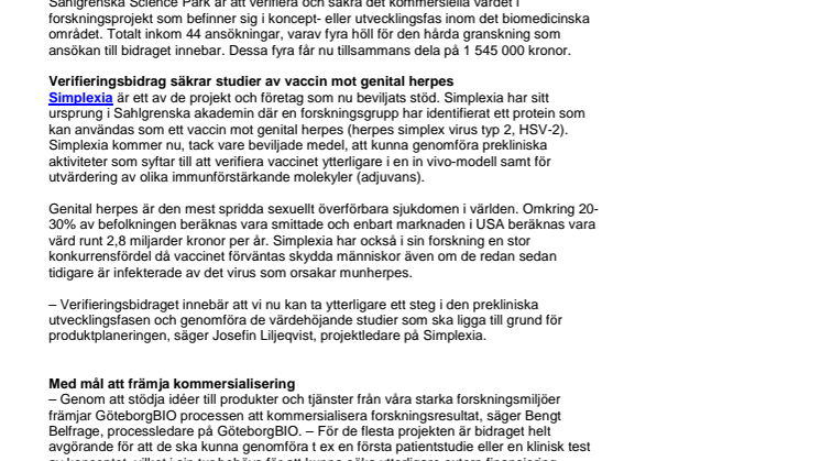 Biomedicinskt miljonstöd till innovativ forskning i Göteborg