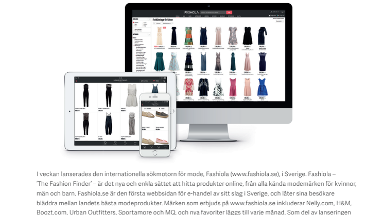 Fashiola - den internationella sökmotorn för mode – kommer till Sverige