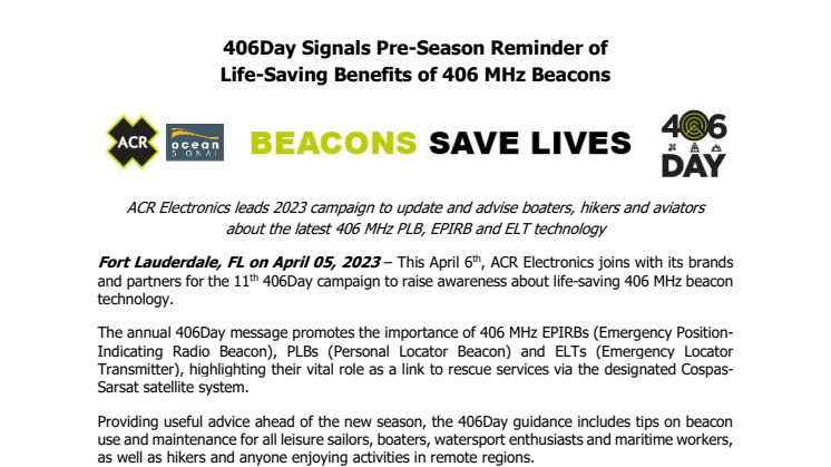 April 5 2023 - 406Day Signals Pre-Season Reminder of Life-Saving Benefits of 406 MHz Beacons.pdf