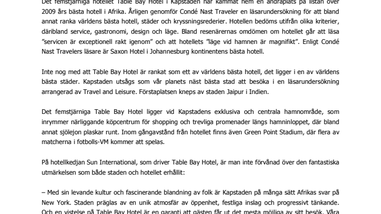 Afrikas näst bästa hotell i världens näst bästa stad