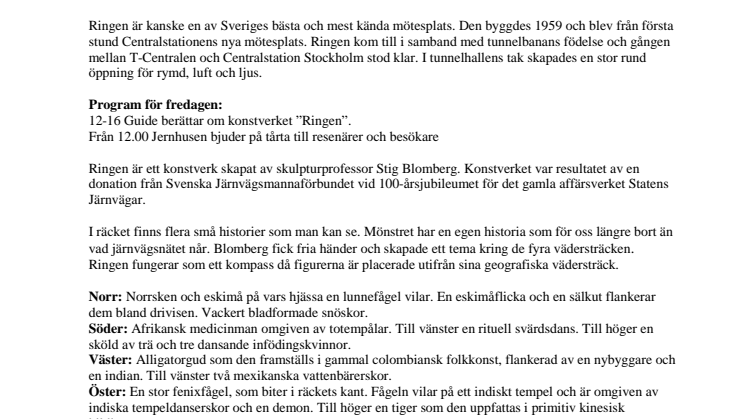 Ringen på Centralstationen i Stockholm fyller 50 år
