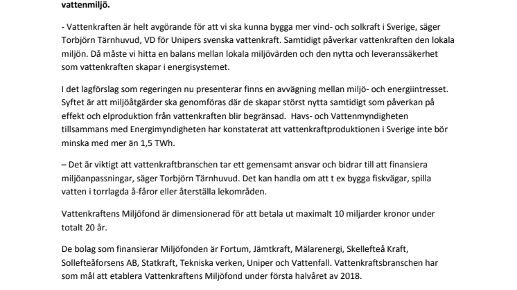 Vattenkraftsbolag vill satsa 10 miljarder på bättre vattenmiljö