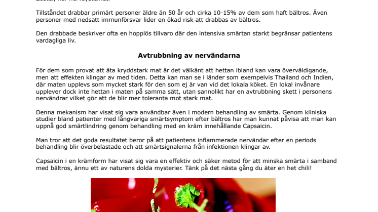 Smärta behandlas med kraften i chili
