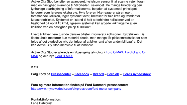 NY FORD FIESTA FÅR ACTIVE CITY STOP