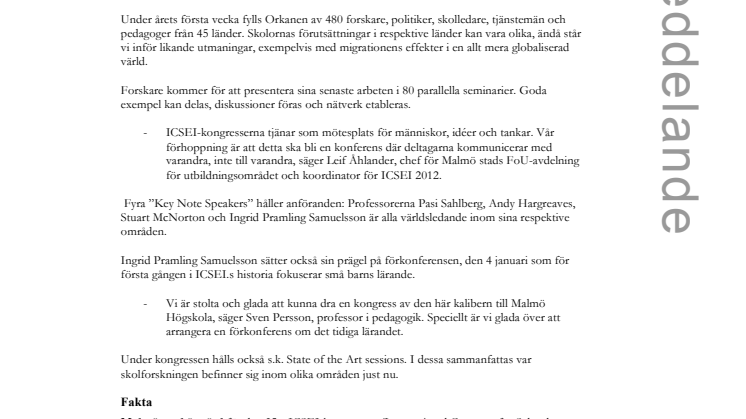 Världskonferens om skolforskning i Malmö