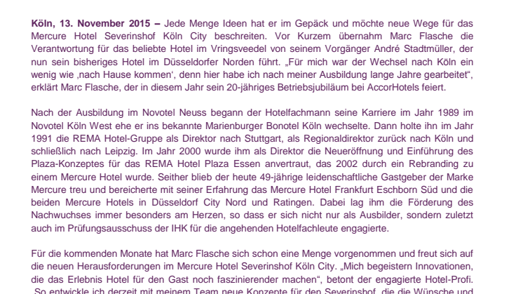 Frische Ideen für das Mercure Hotel Severinshof Köln City