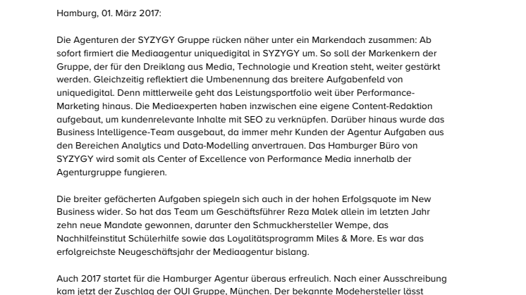 Aus uniquedigital wird SYZYGY
