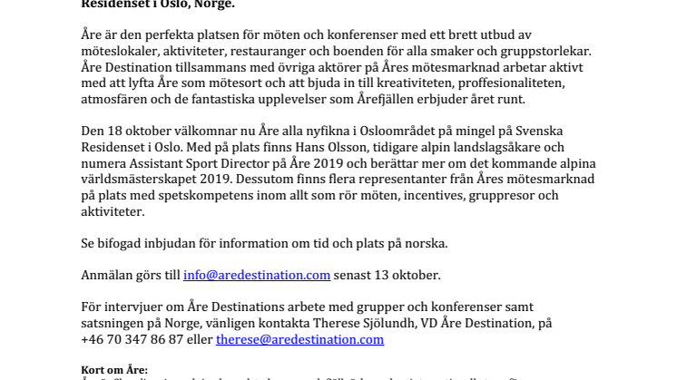 Åres mötesmarknad satsar på Oslo