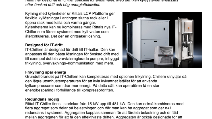 Vatten säkrar datordriften genom ny IT-Chiller