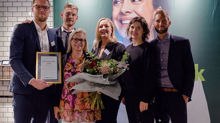 Från vänster till höger: Axel Wibrån (Beiersdorf), Sebastian Wickberg (LloydsApotek), Anna-Karin Wright (Beiersdorf), Anne Valin (LloydsApotek), Helena Tolf (LloydsApotek) och Karl Eckerdal (LloydsApotek)