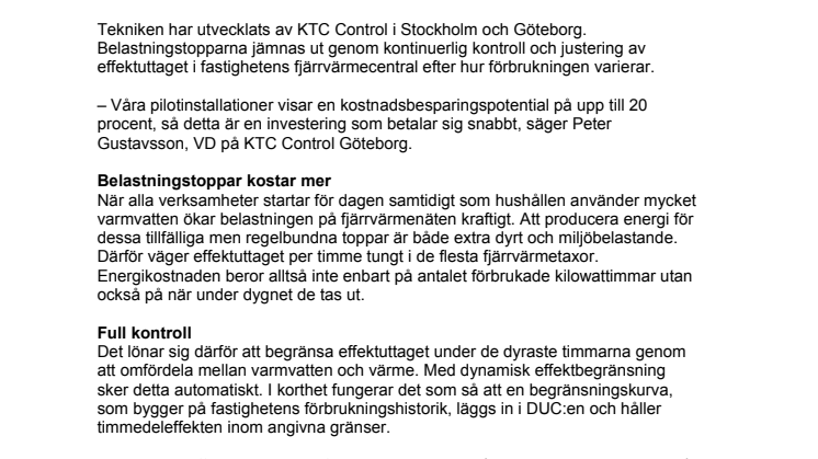 Dynamisk effektbegränsning kapar dyra toppar