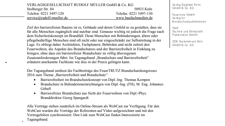 Brandschutz und Barrierefreiheit