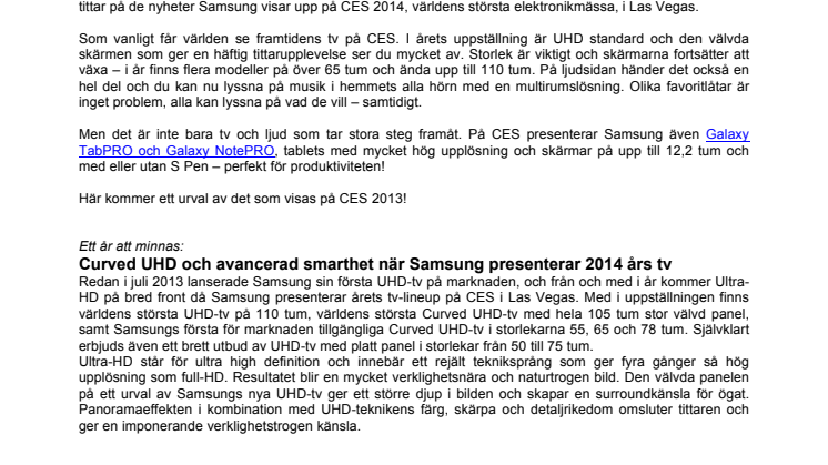CES 2014: Samsung fixar en selfie, tonsätter hemmet och böjer tv:n